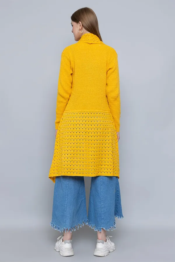 Yellow_Women_Ladies_Girls_Winter_Latest_Colors_Woolen_V-Neck_Open_Front_Hem_Long_Sleeves_Shrug_Cardigan_Sweater