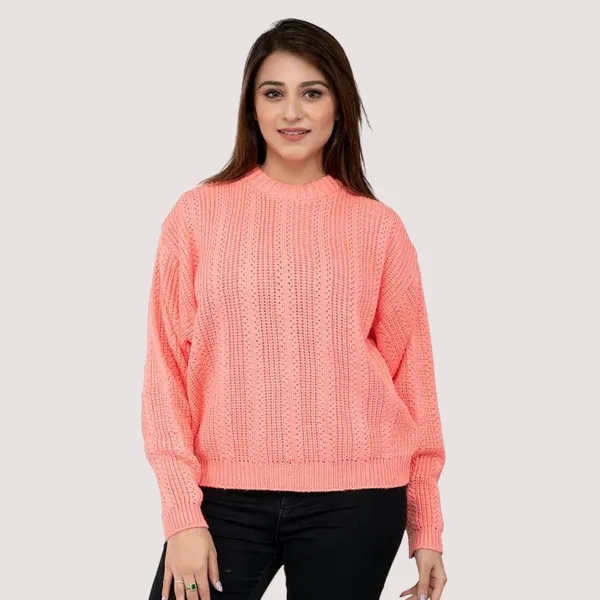 Pink_Women's_Wool_Casual_Pullover_Sweater