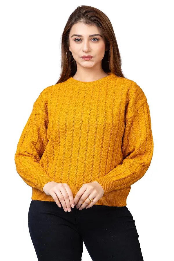 Mustard_Women_Round_Neck_Full_Sleeve_Winter_Wear_Pure_Wool_Sweater