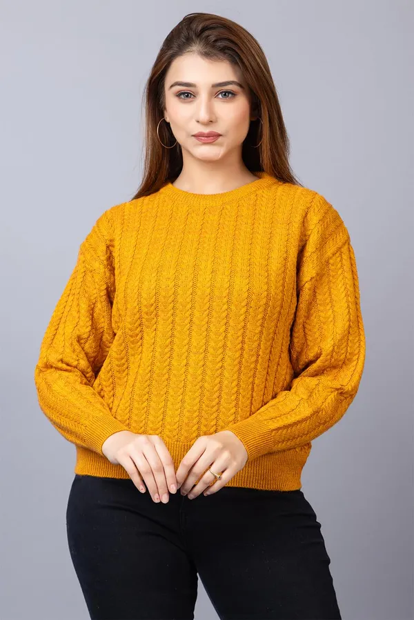 Mustard_Women_Round_Neck_Full_Sleeve_Winter_Wear_Pure_Wool_Sweater