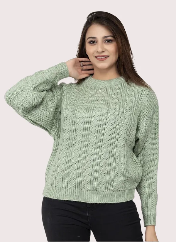 Pista_Green_Women_100%_Wool_Pullover_Sweater_Regular_Fit_For_Winter_Wear