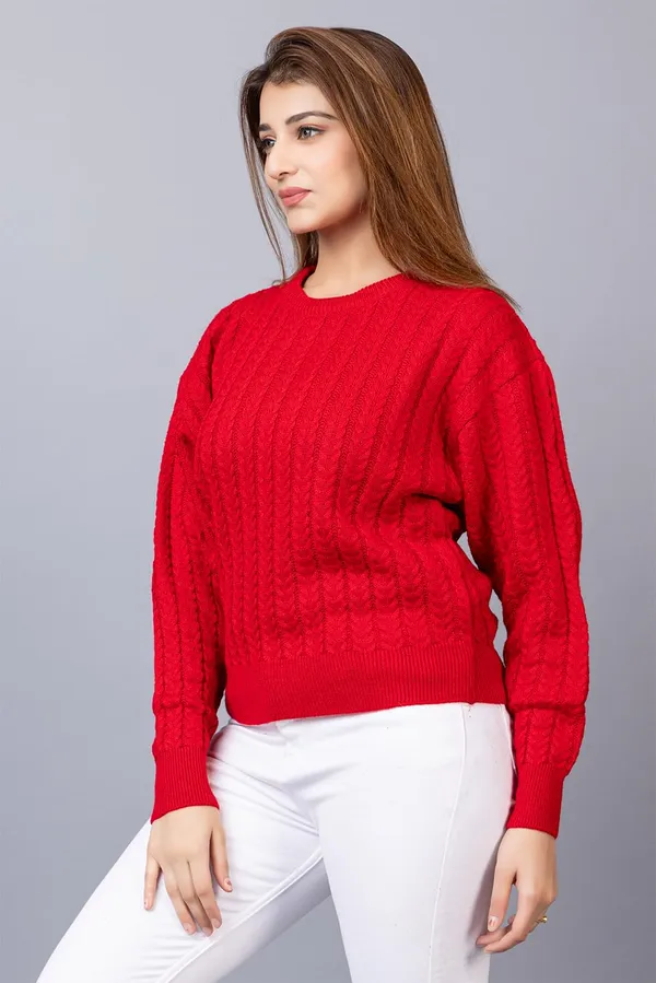 Red_Women_Round_Neck_Full_Sleeve_Winter_Wear_Pure_Wool_Sweater