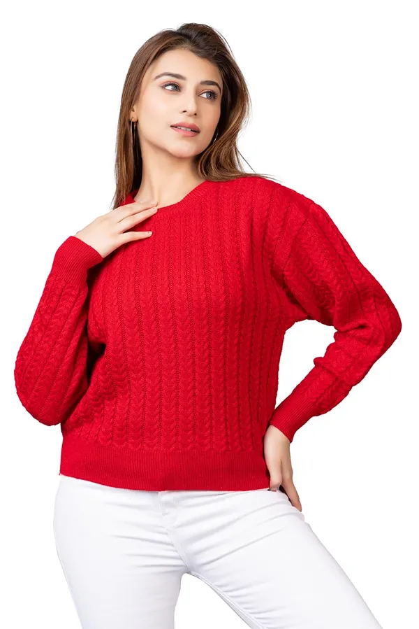 Red_Women_Round_Neck_Full_Sleeve_Winter_Wear_Pure_Wool_Sweater