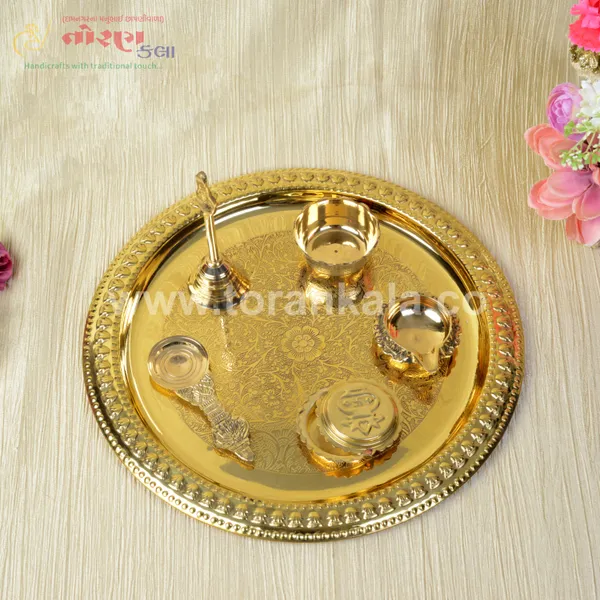 Pooja_Thali_Set_11-Inch_Brass_Plate_with__Diyas,_Kumkum_Bowls,_Agarbatti_Stand,_Panchpatra,_Karpoor_Aarti_&_Bell_Traditional_Hindu_Puja_Samagri_Set