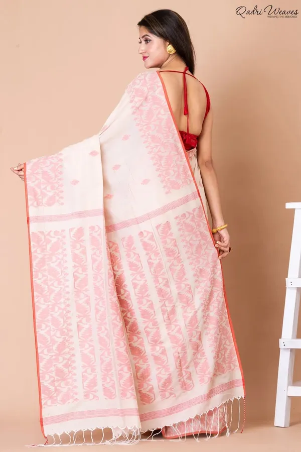 Conch_Shell_Color_Cotton??Jamdani_Saree