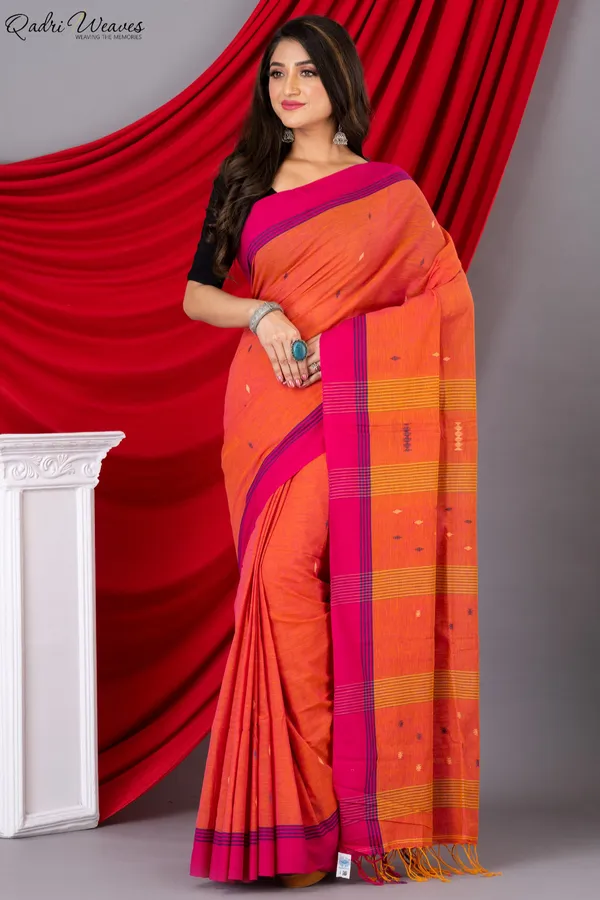 Handloom_Aerospace_Orange_Premium_Khadi_Cotton_Saree