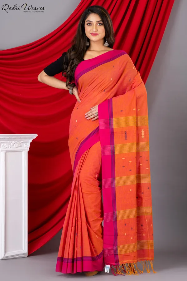 Handloom_Aerospace_Orange_Premium_Khadi_Cotton_Saree