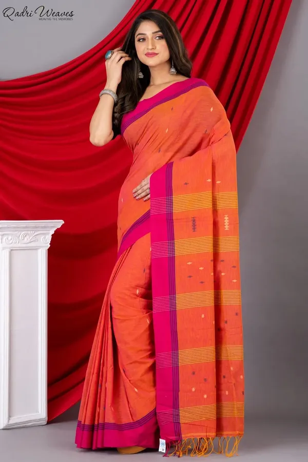 Handloom_Aerospace_Orange_Premium_Khadi_Cotton_Saree