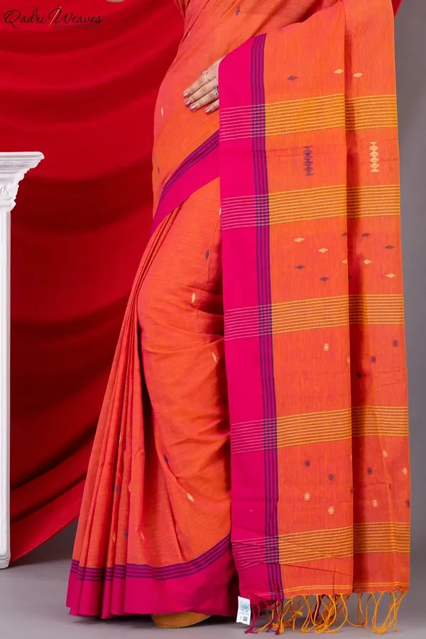 Handloom_Aerospace_Orange_Premium_Khadi_Cotton_Saree
