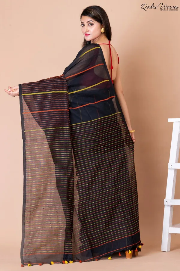 Handloom_Black_Pure_Cotton_Kantha_Saree