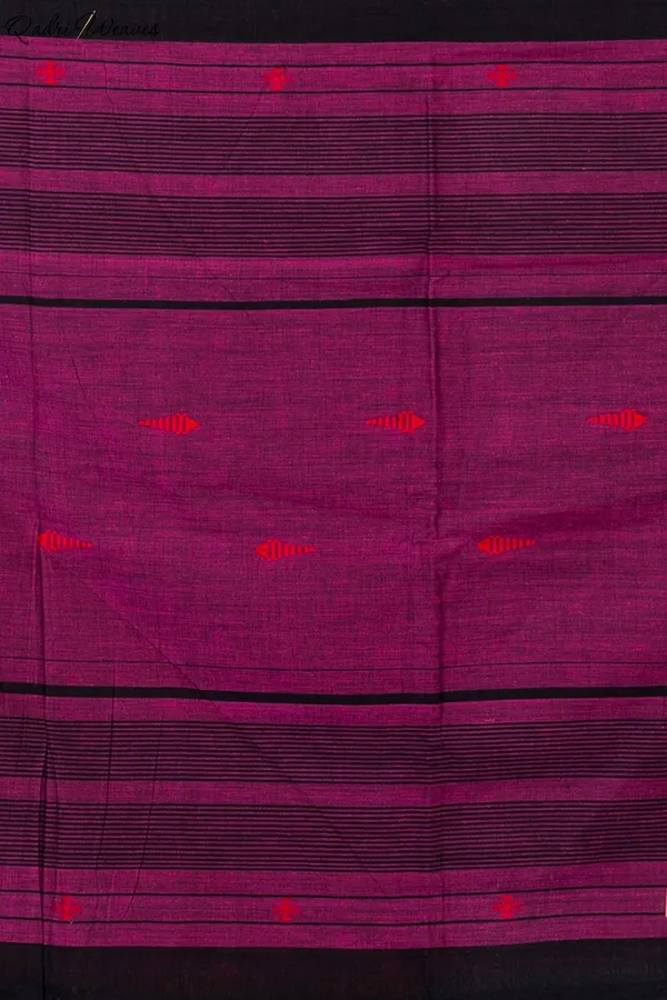 Handloom_Black_&_Purple_Fish_Motif_Premium_Khadi_Cotton_Saree