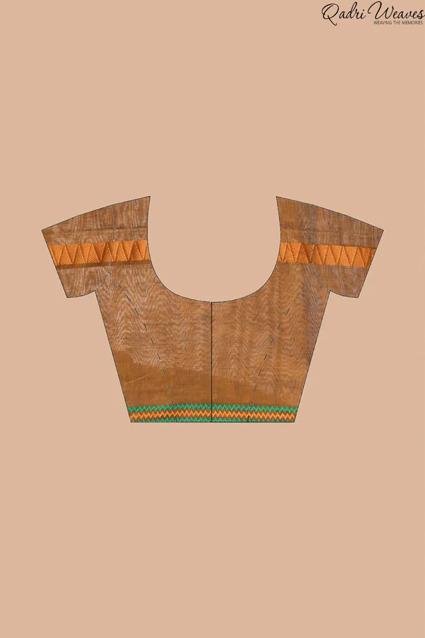 Handloom_Blue_&_Brown_Premium_Cotton_With_Zig-Zag_Border_Design_Saree