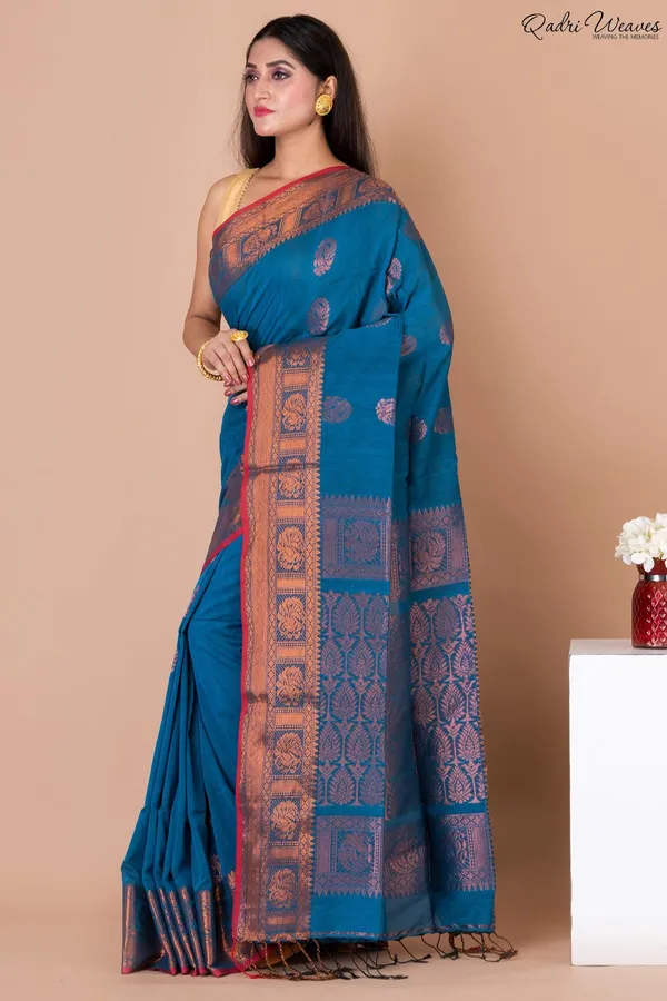 Handloom_Blue_Copper_Banarasi_Cotton_Zari_Work_Saree