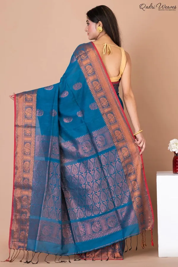 Handloom_Blue_Copper_Banarasi_Cotton_Zari_Work_Saree