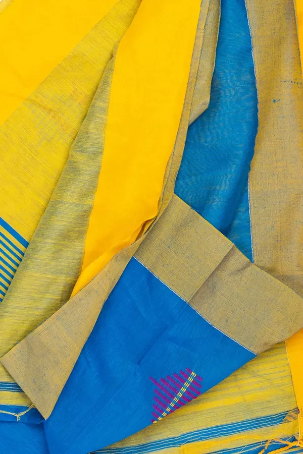 Handloom_Bluish_&_Yellow_Kota_Silk_X_Acrylic_Cotton_Saree