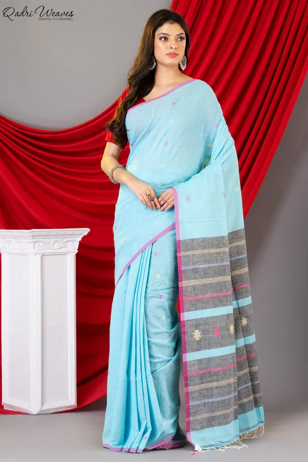 Handloom_Celeste_Pallido_Premium_Khadi_Cotton_Saree