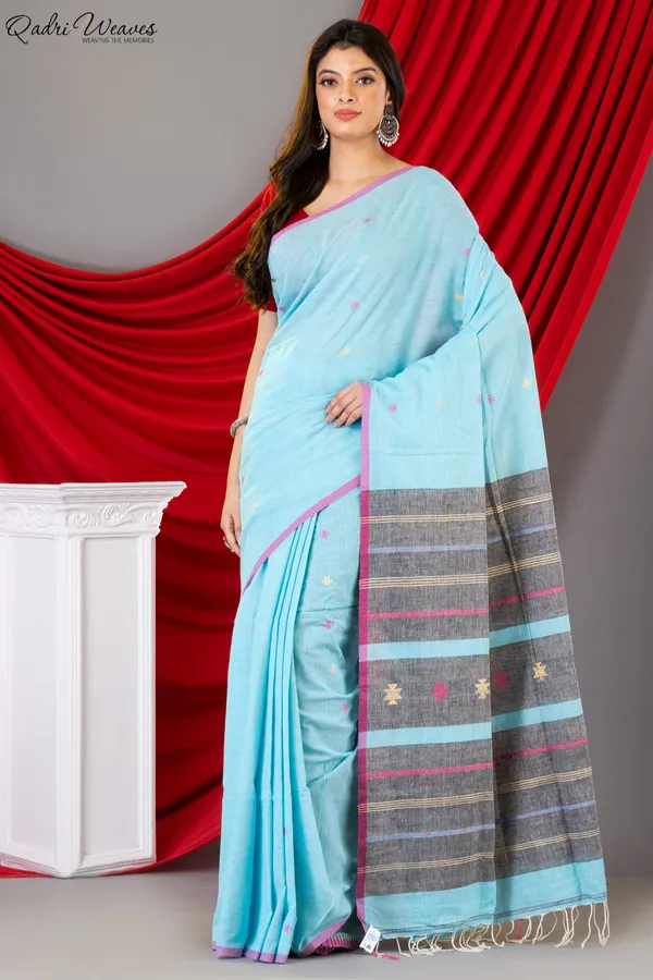 Handloom_Celeste_Pallido_Premium_Khadi_Cotton_Saree
