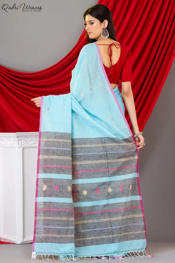 Handloom_Celeste_Pallido_Premium_Khadi_Cotton_Saree