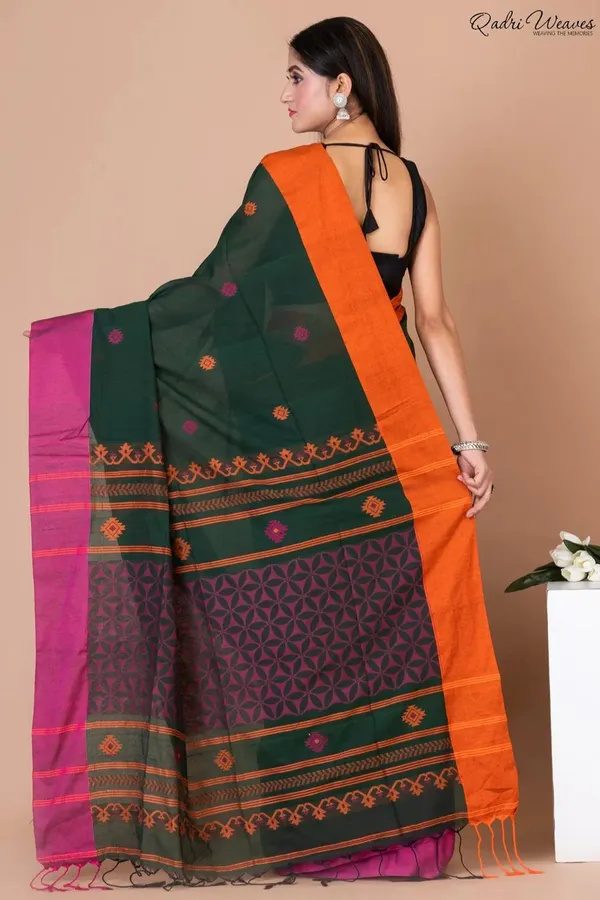 Handloom_Dark_Green_&_Liseran_Purple_Pure_Cotton_Saree