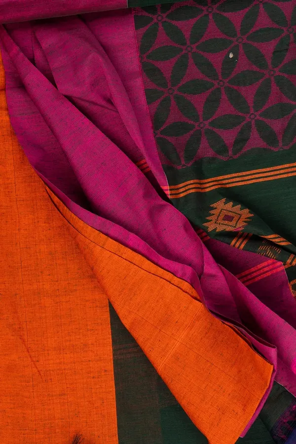 Handloom_Dark_Green_&_Liseran_Purple_Pure_Cotton_Saree