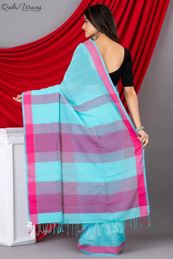 Handloom_Electric_Blue_Premium_Mulmul_Khadi_Cotton_Saree