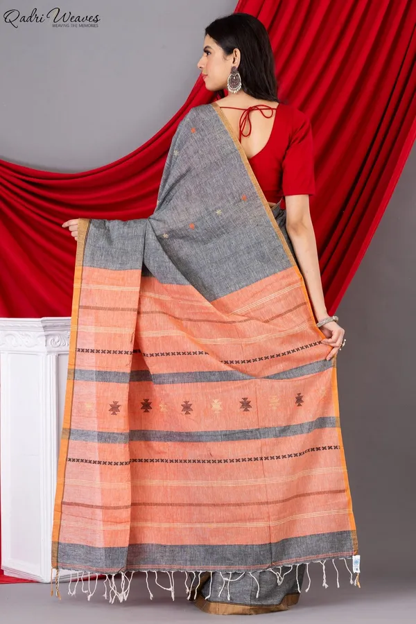 Grey_Khadi_Cotton_Premium_&_Elegant_Saree_For_Women