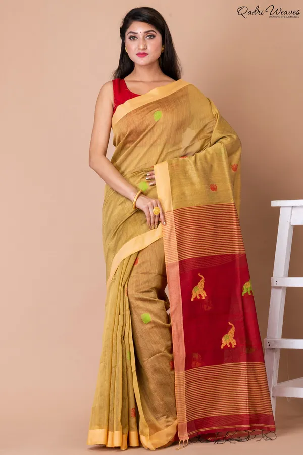 Yellow_Acrylic_Cotton_Silk_Premium_&_Elegant_Saree_For_Women