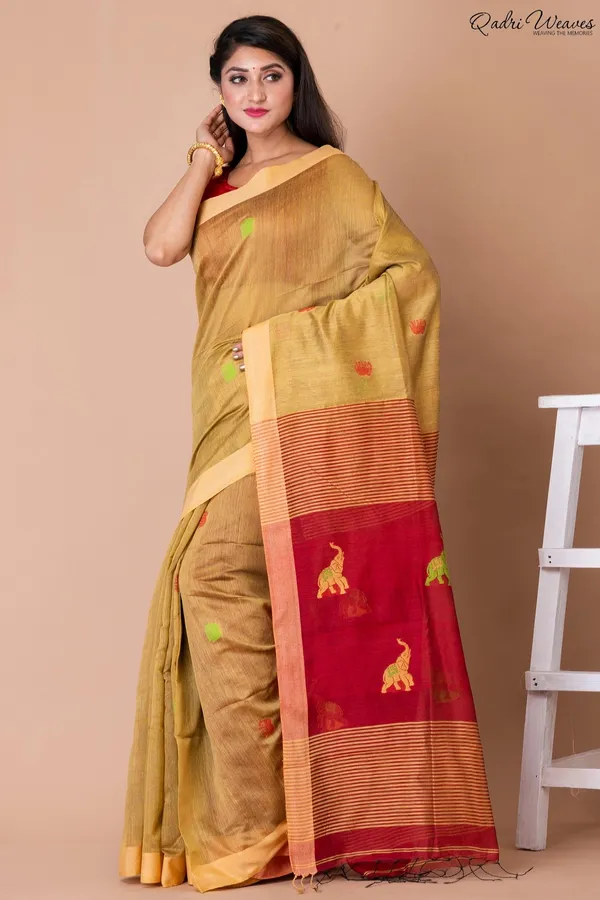 Yellow_Acrylic_Cotton_Silk_Premium_&_Elegant_Saree_For_Women