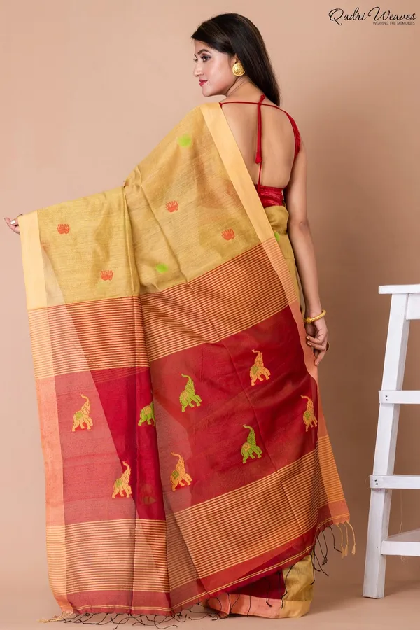 Yellow_Acrylic_Cotton_Silk_Premium_&_Elegant_Saree_For_Women