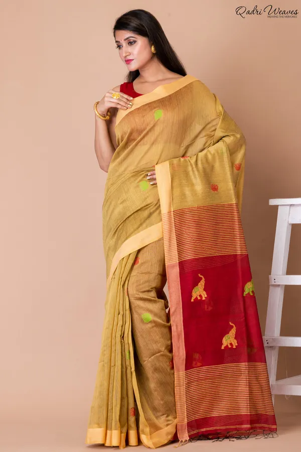 Yellow_Acrylic_Cotton_Silk_Premium_&_Elegant_Saree_For_Women