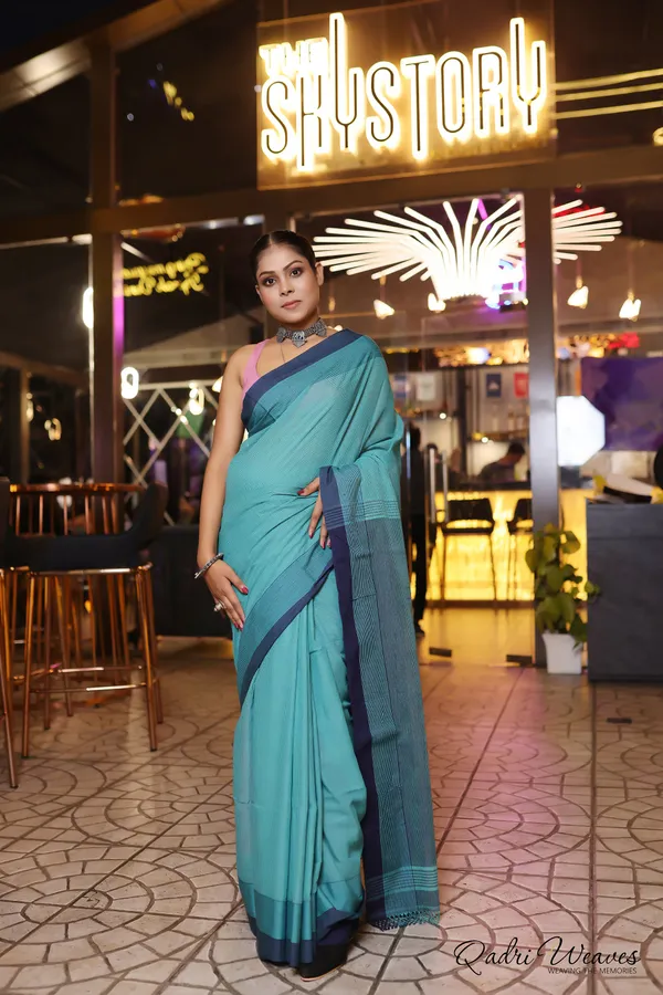 Handloom_Rich_Green_Mini_Check_Premium_Cotton_Saree