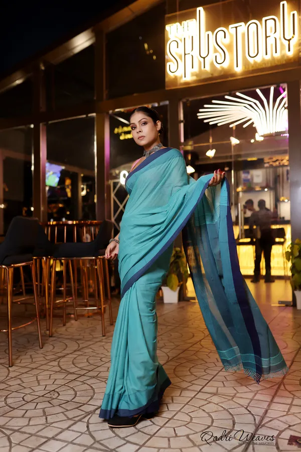 Handloom_Rich_Green_Mini_Check_Premium_Cotton_Saree