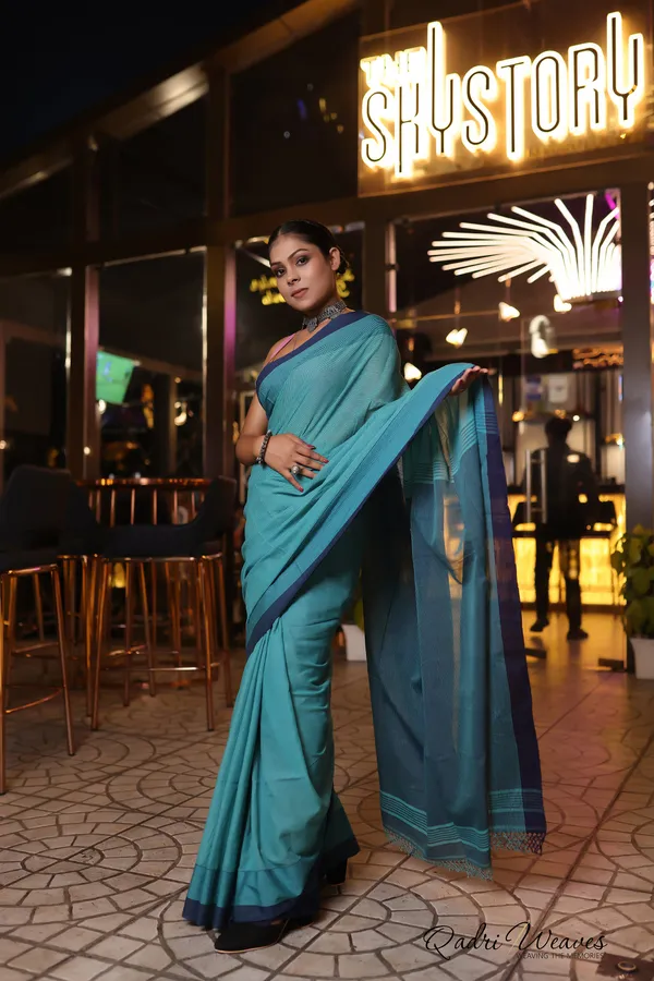 Handloom_Rich_Green_Mini_Check_Premium_Cotton_Saree