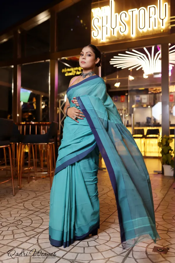 Handloom_Rich_Green_Mini_Check_Premium_Cotton_Saree