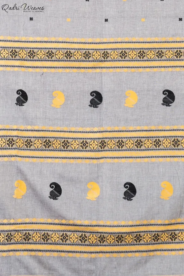 Handloom_Grey_Mercerized_Premium_(100/2_Count)_Cotton_Saree