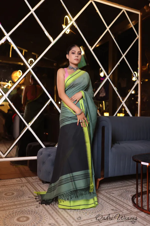 Handloom_Hunter_Green_Premium_Cotton_Saree