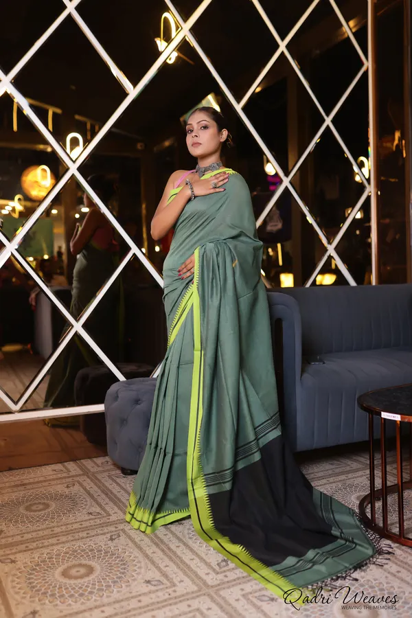 Handloom_Hunter_Green_Premium_Cotton_Saree