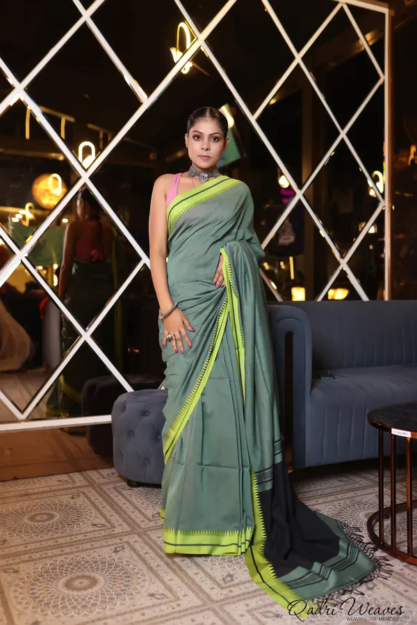 Handloom_Hunter_Green_Premium_Cotton_Saree