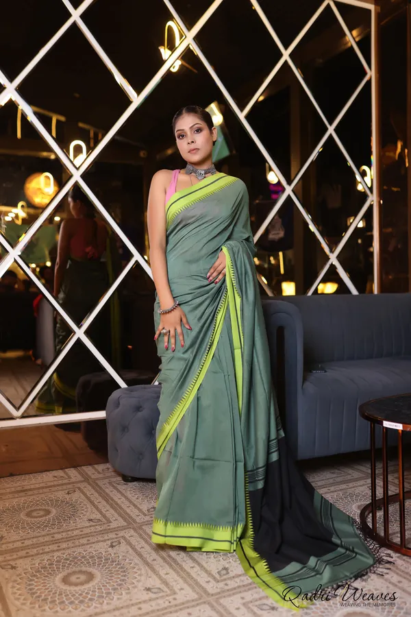 Handloom_Hunter_Green_Premium_Cotton_Saree