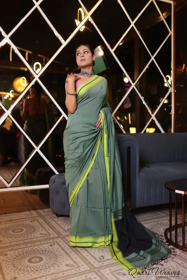 Handloom_Hunter_Green_Premium_Cotton_Saree