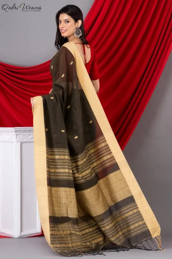 Handloom_Juniper_Green_Khadi_Cotton_Tangail_Saree