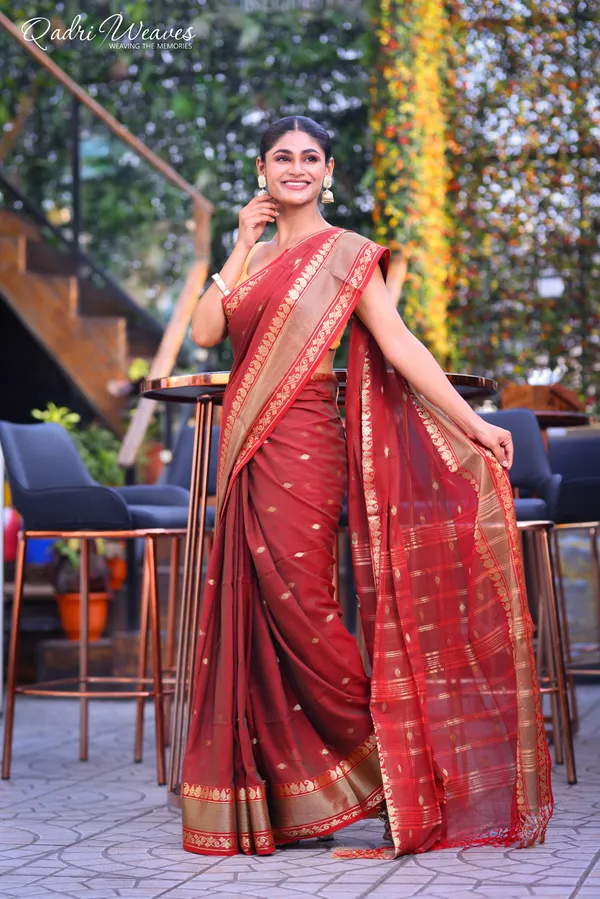 Handloom_Maroon_Premium_Cotton_With_Golden_Zari_Work_Saree