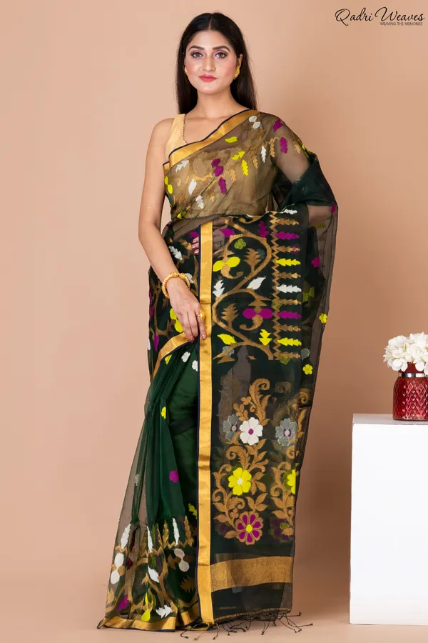 Handloom_Olive_Green_Kota_Silk_Saree