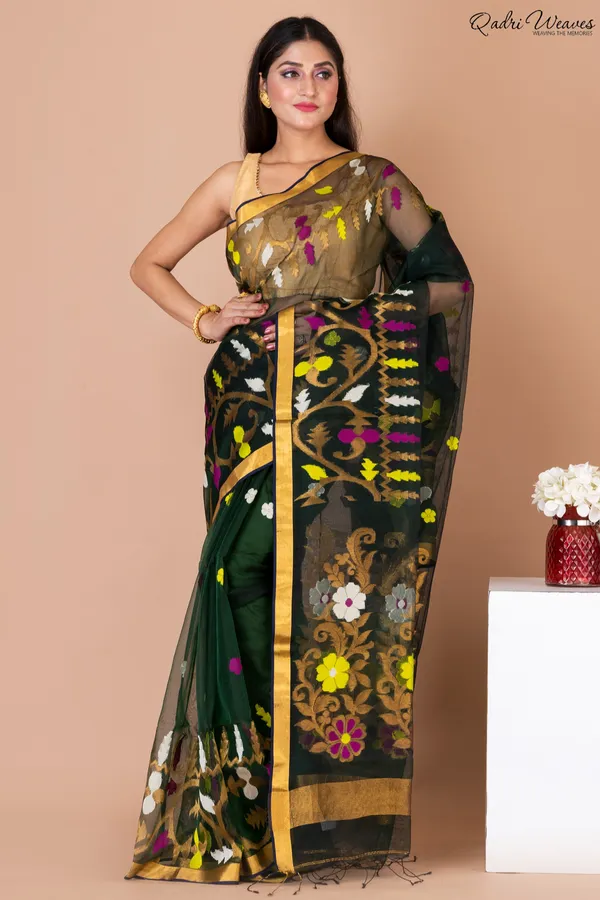 Handloom_Olive_Green_Kota_Silk_Saree