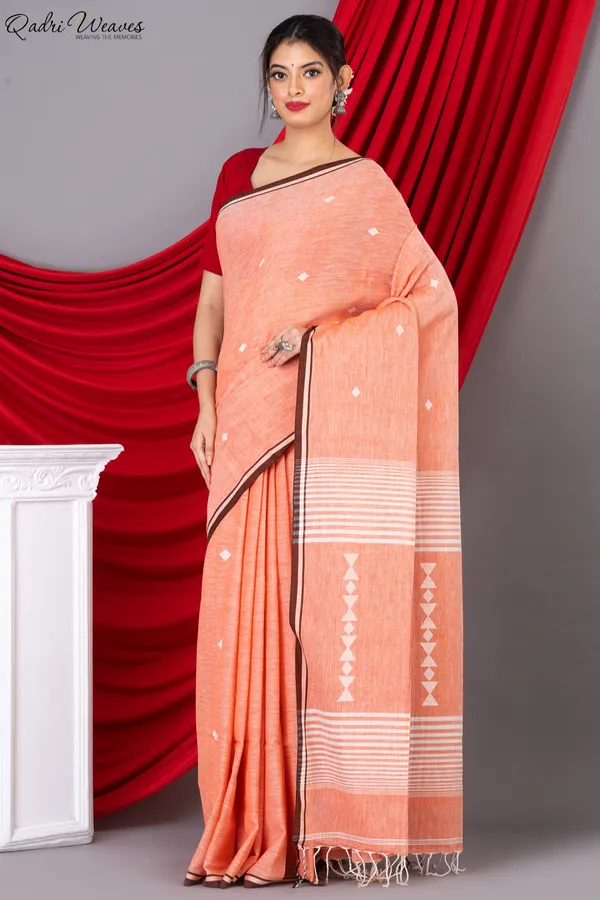 Handloom_Orange_Pink_Premium_Khadi_Cotton_Saree