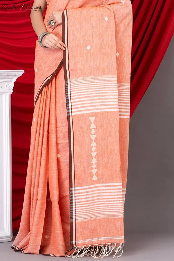 Handloom_Orange_Pink_Premium_Khadi_Cotton_Saree