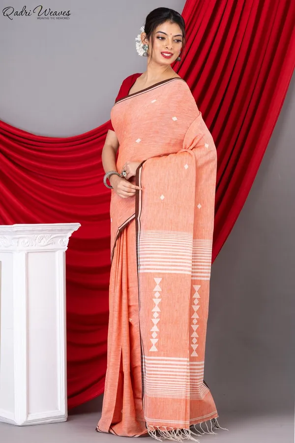 Handloom_Orange_Pink_Premium_Khadi_Cotton_Saree
