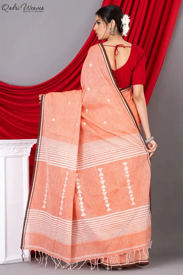 Handloom_Orange_Pink_Premium_Khadi_Cotton_Saree