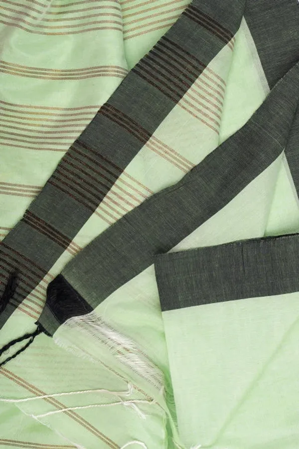 Handloom_Pastel_Green_Khadi_Silk_Saree_With_Black_Border