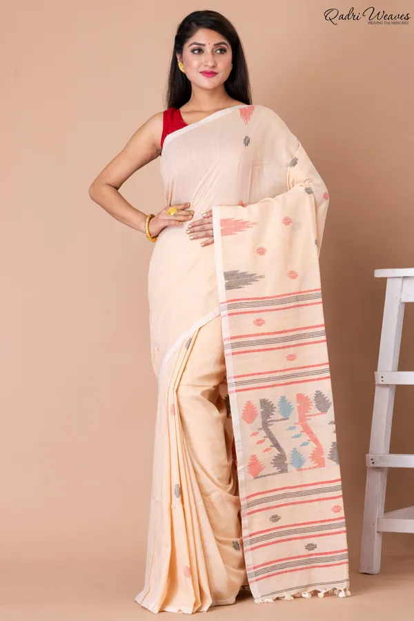 Cream_Cotton_Premium_&_Elegant_Saree_For_Women